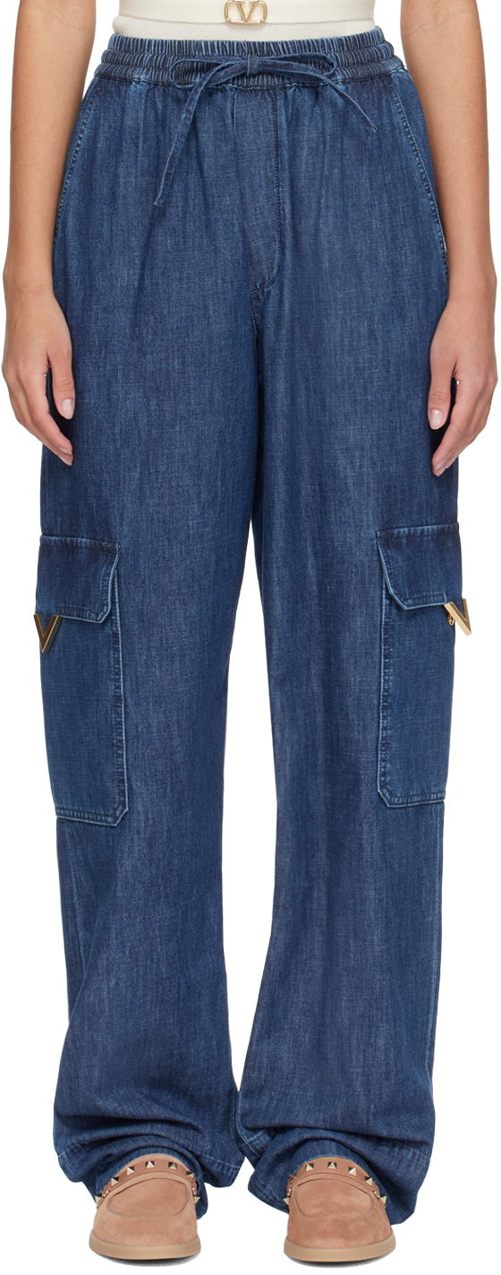 Синие брюки карго на кулиске Valentino брюки карго корин