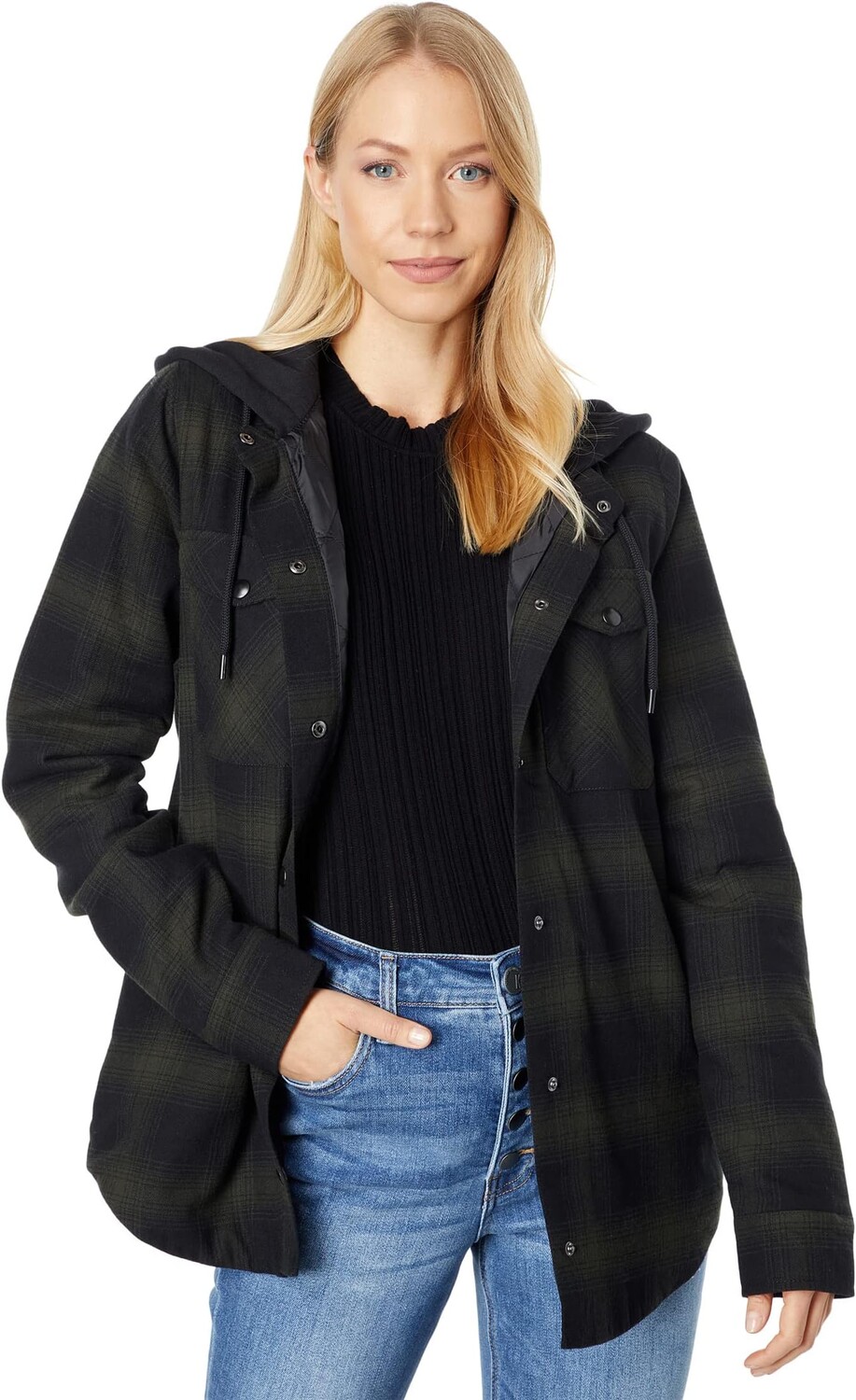 

Куртка Volcom Snow Hooded Flannel Jacket, цвет Black/Green