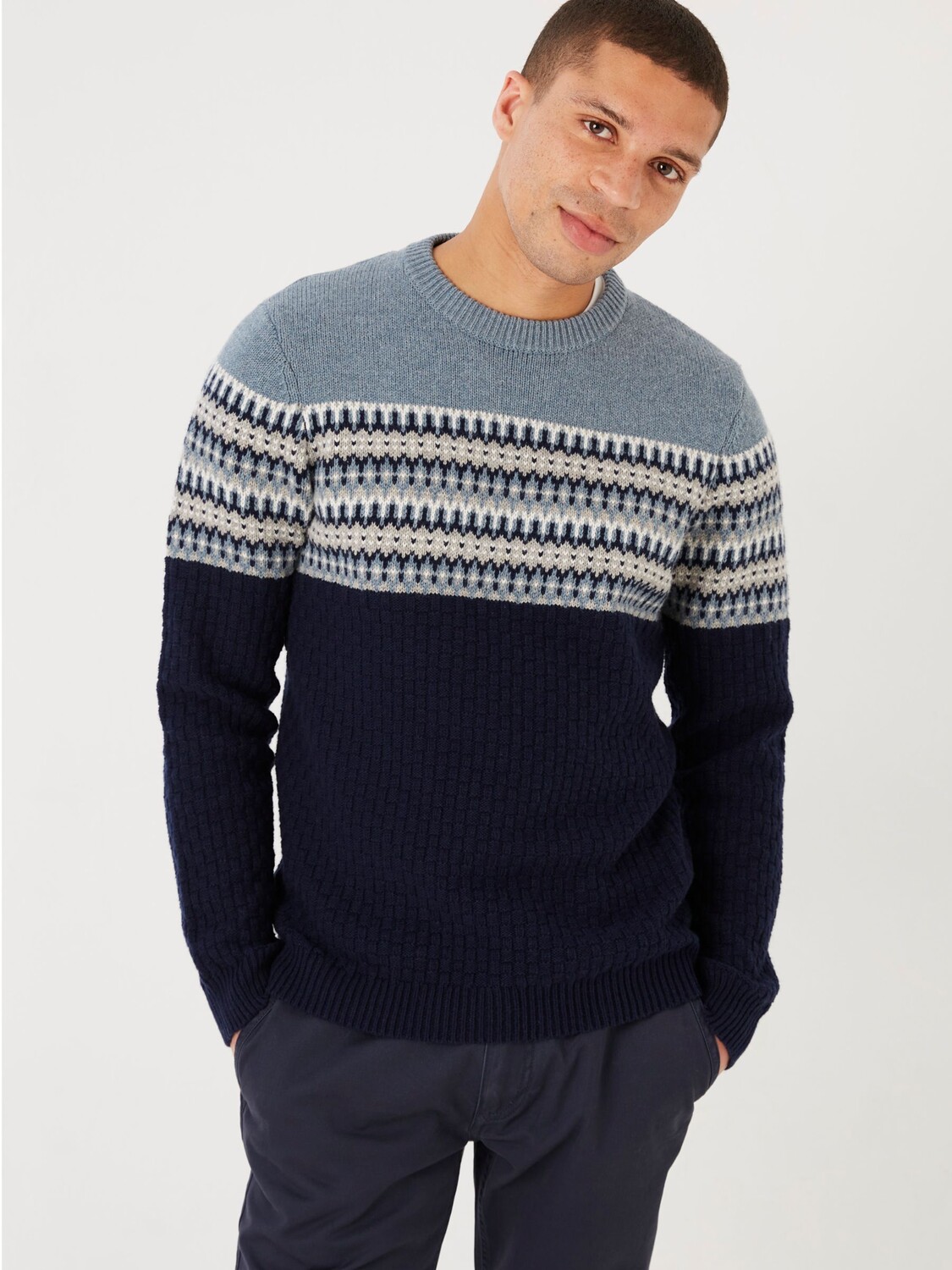 

Джемпер с кокеткой FatFace Fair Isle, голубой