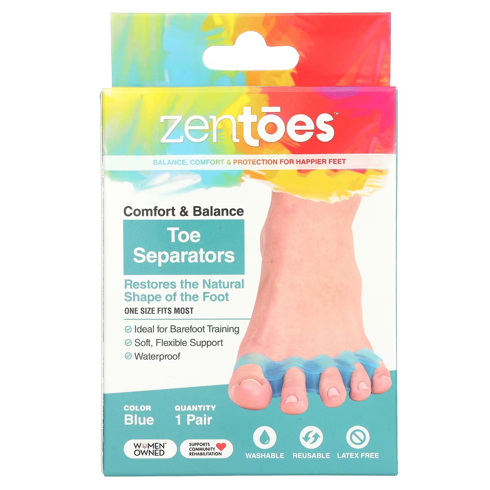 Разделители пальцев ног ZenToes, синий zentoes toe wrap balance