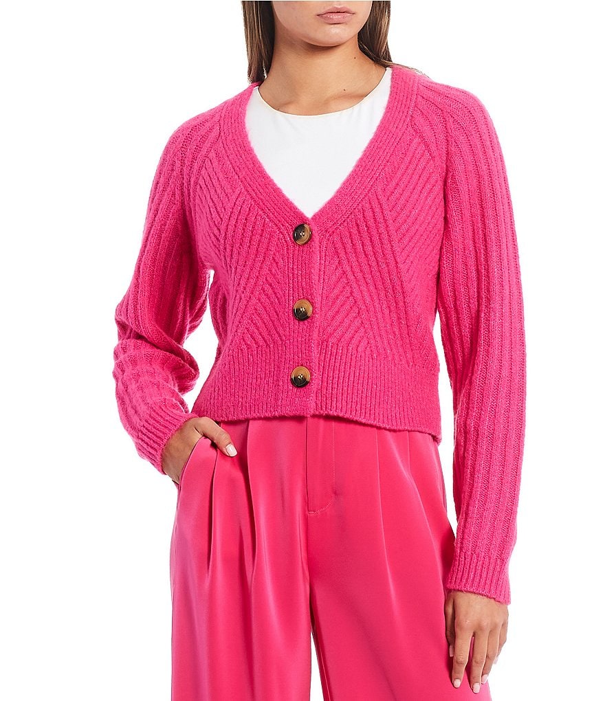 Укороченный свитер-кардиган GB, розовый
