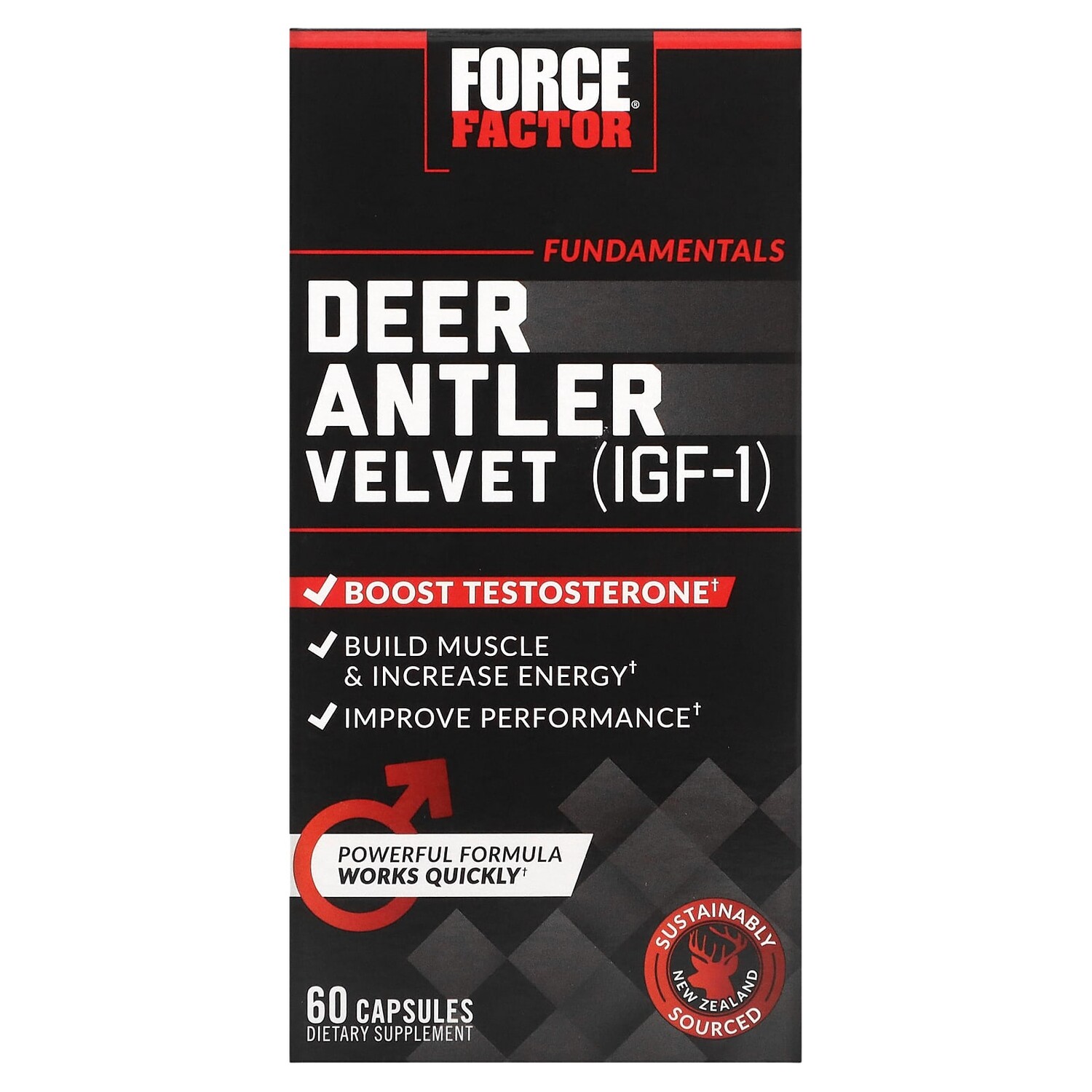 

Кожа из оленьих пантов (IGF-1), 60 капсул, Force Factor