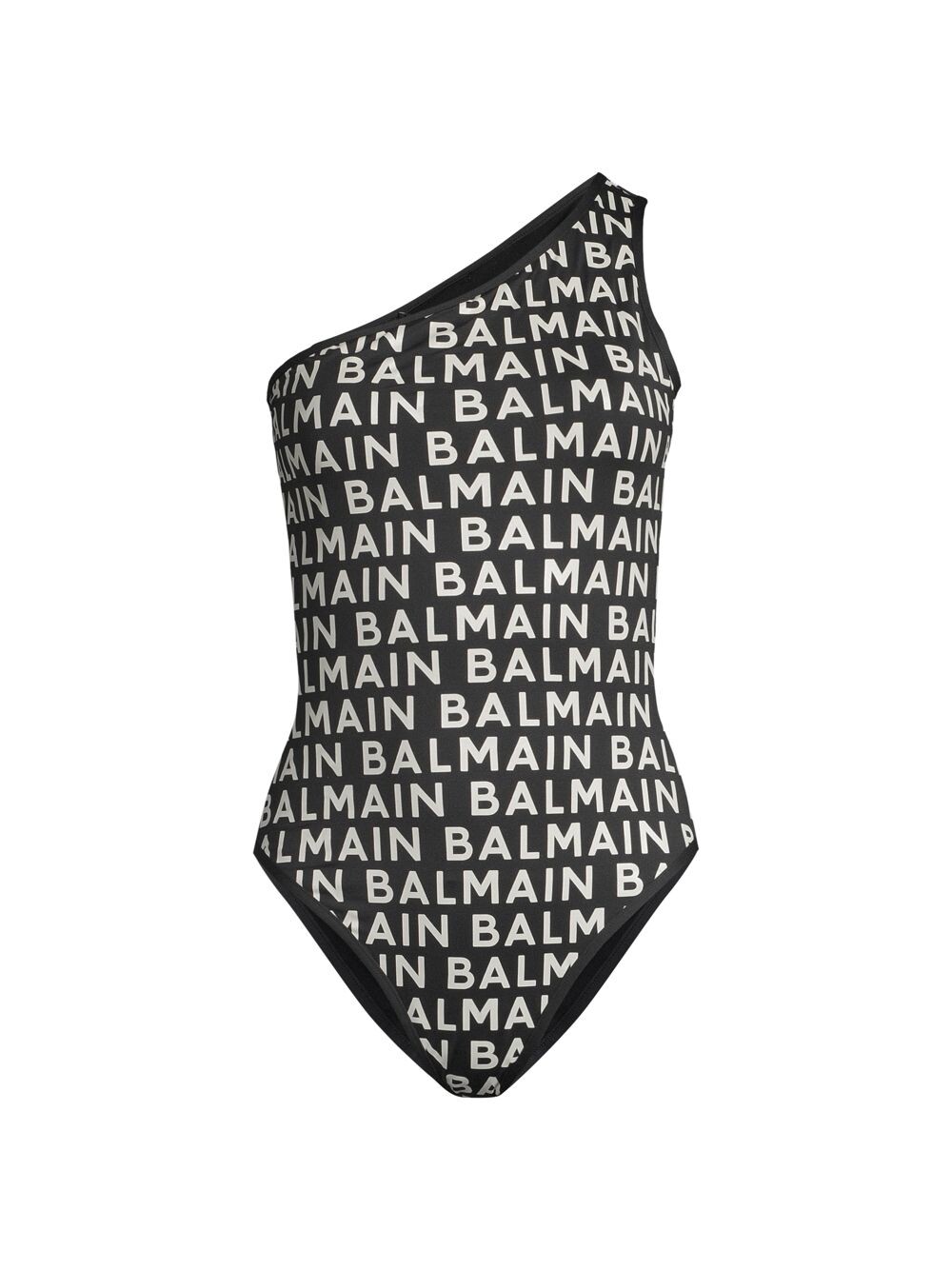 

Цельный купальник на одно плечо с логотипом Allover Balmain, черный