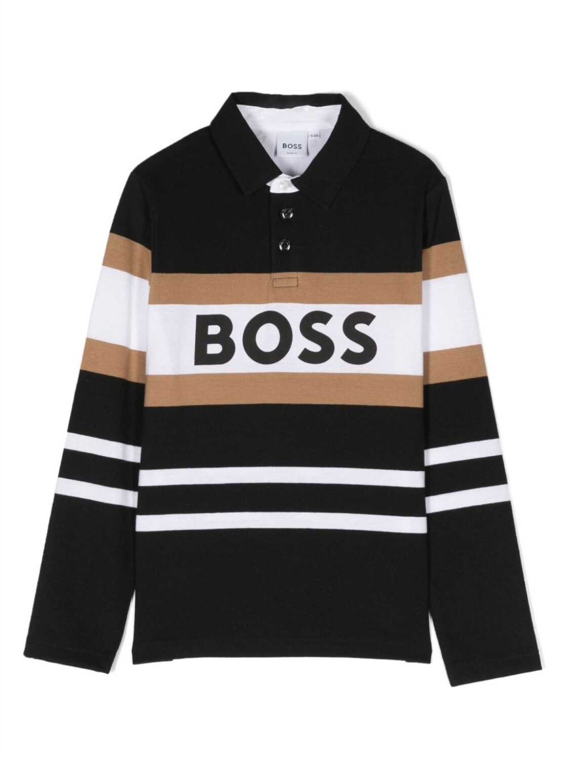 

BOSS Kidswear полосатая рубашка поло с логотипом, черный