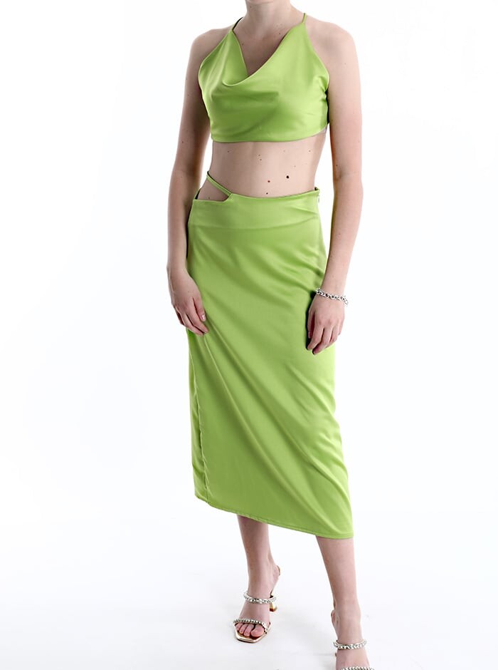 

Атласный регулируемый Co-ord с бантом, цвет Celadon