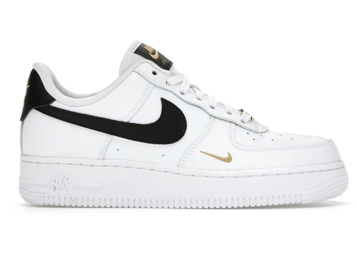 

Кроссовки женские Nike Air Force 1 Low '07 Essential White Black Gold Mini Swoosh