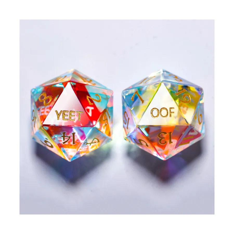 

d20 Yeet/Oof — фантастическое стекло с золотом, Gemstone Dice (Crystal Maggie)