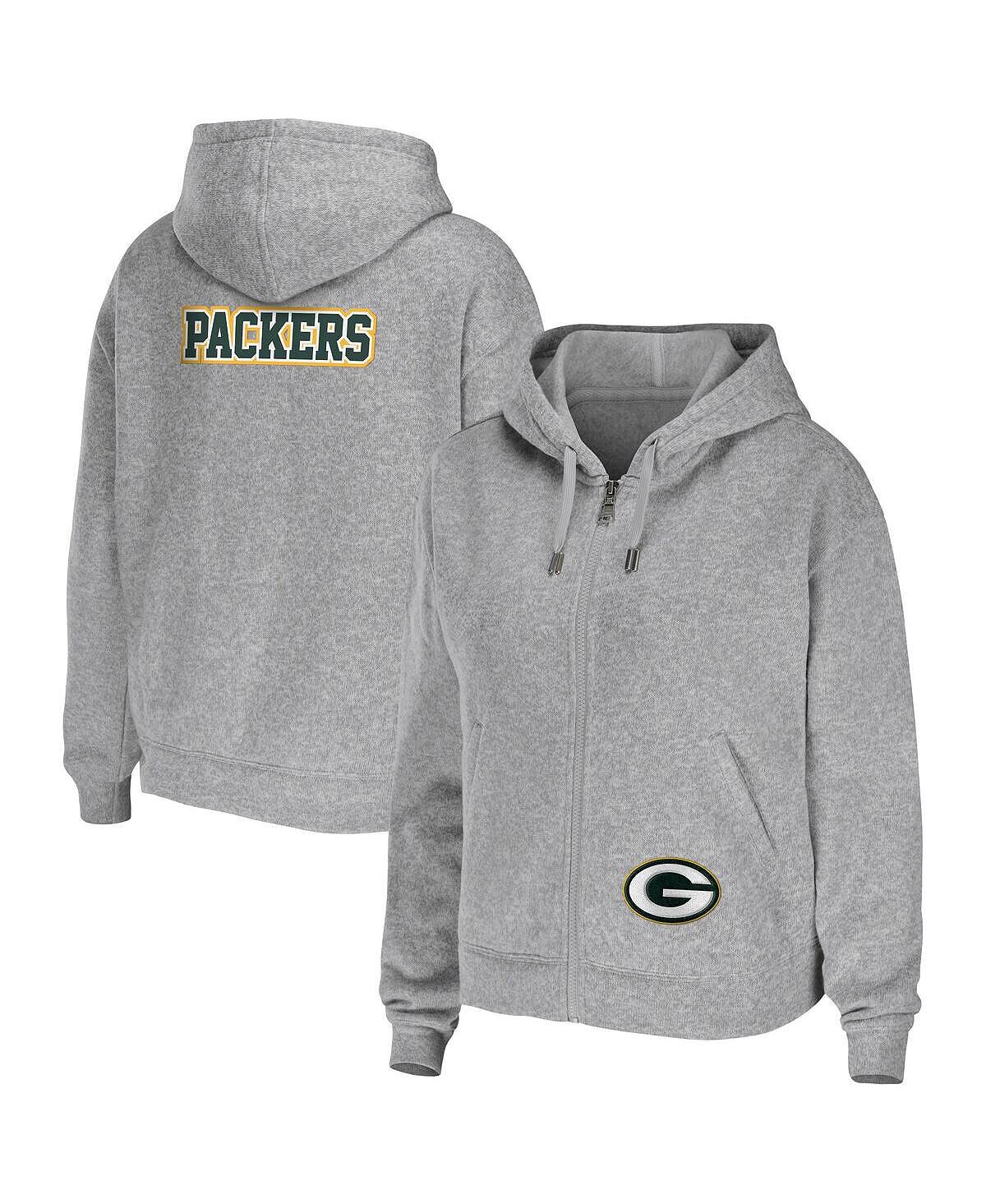 

Женская толстовка с капюшоном на молнии во всю длину Green Bay Packers Heather Grey Green Bay Packers WEAR by Erin Andrews