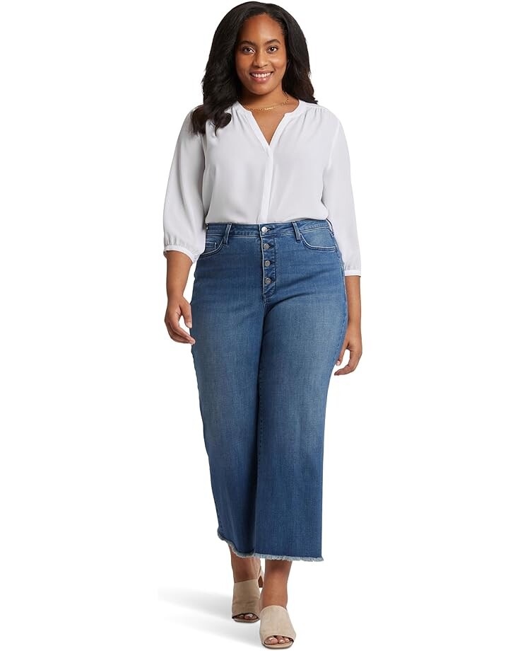 

Джинсы NYDJ Plus Size High-Rise Teresa Wide Leg Ankle in Mission Blue, синий