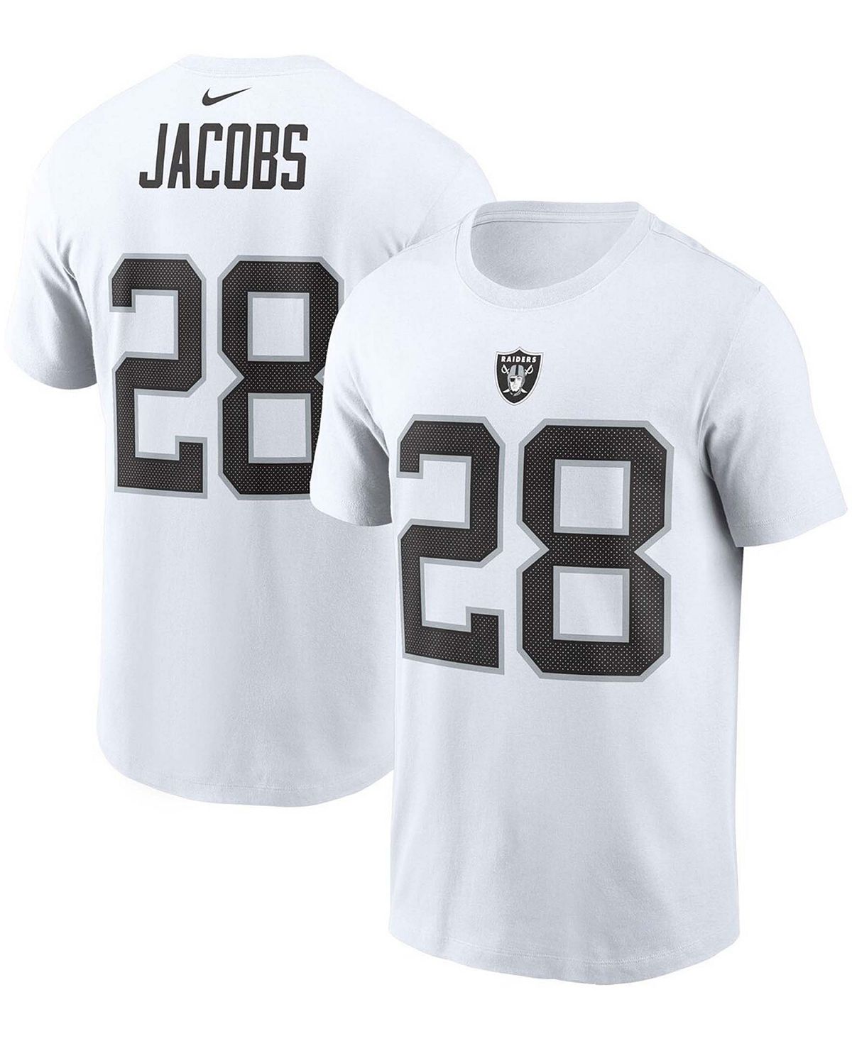 

Мужская белая футболка с именем и номером Josh Jacobs Las Vegas Raiders Nike, Белый