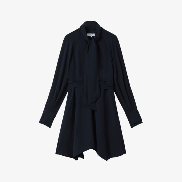 

Тканое платье мини ellie с завязками Reiss, синий