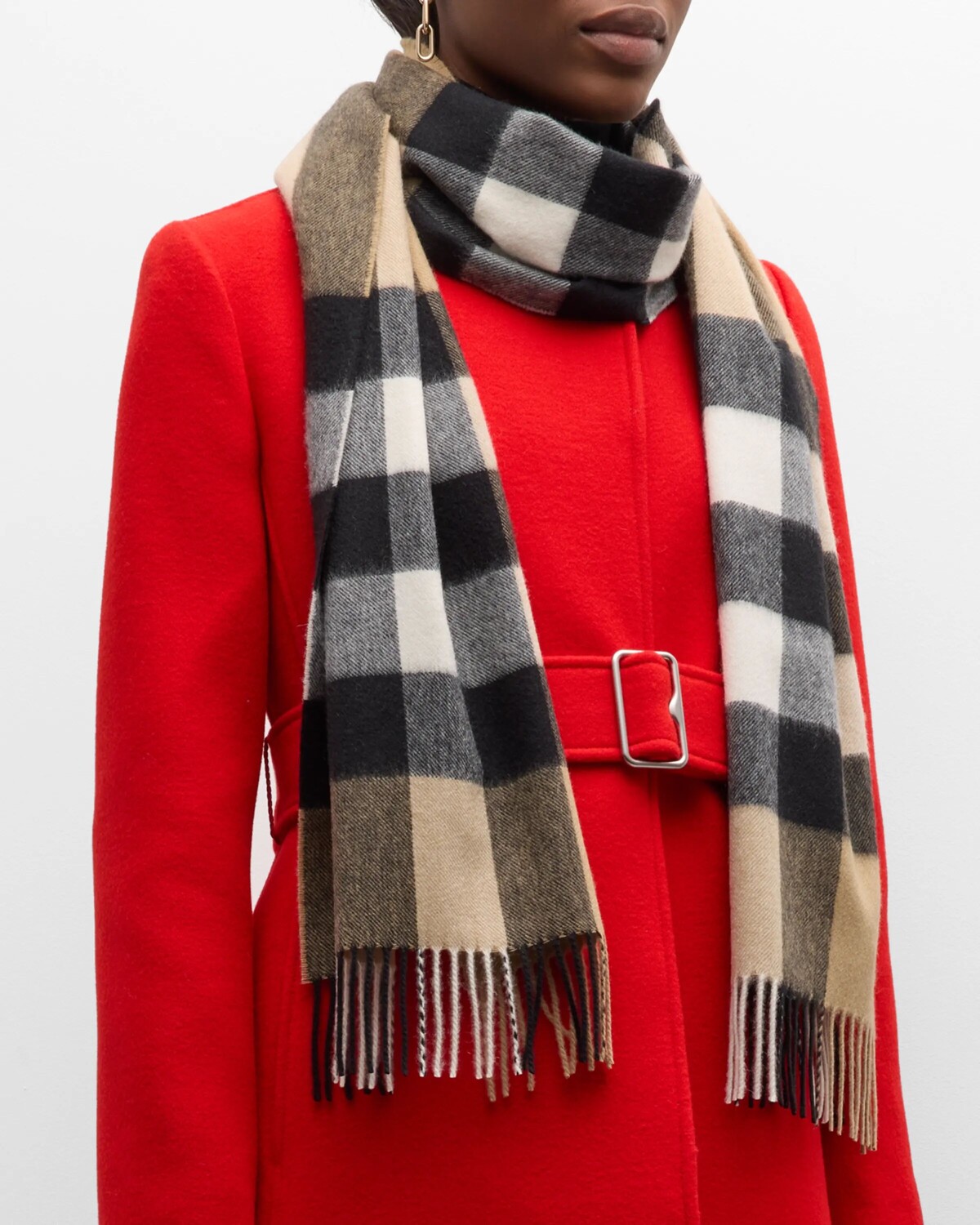 

Кашемировый шарф в клетку Half Mega Check Burberry, цвет Archive Beige