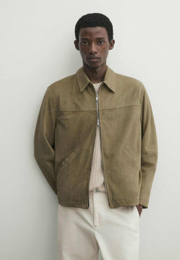 

Кожаная куртка Massimo Dutti, бежевый