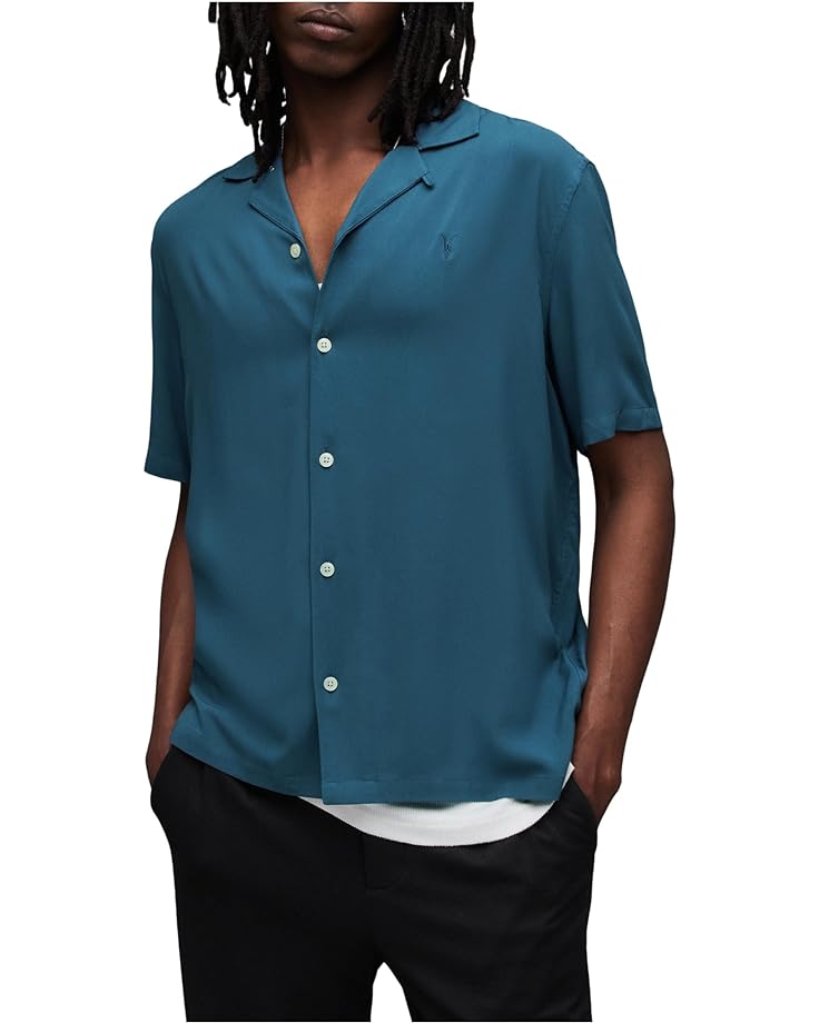 Рубашка AllSaints Venice Short Sleeve, цвет Jade Blue