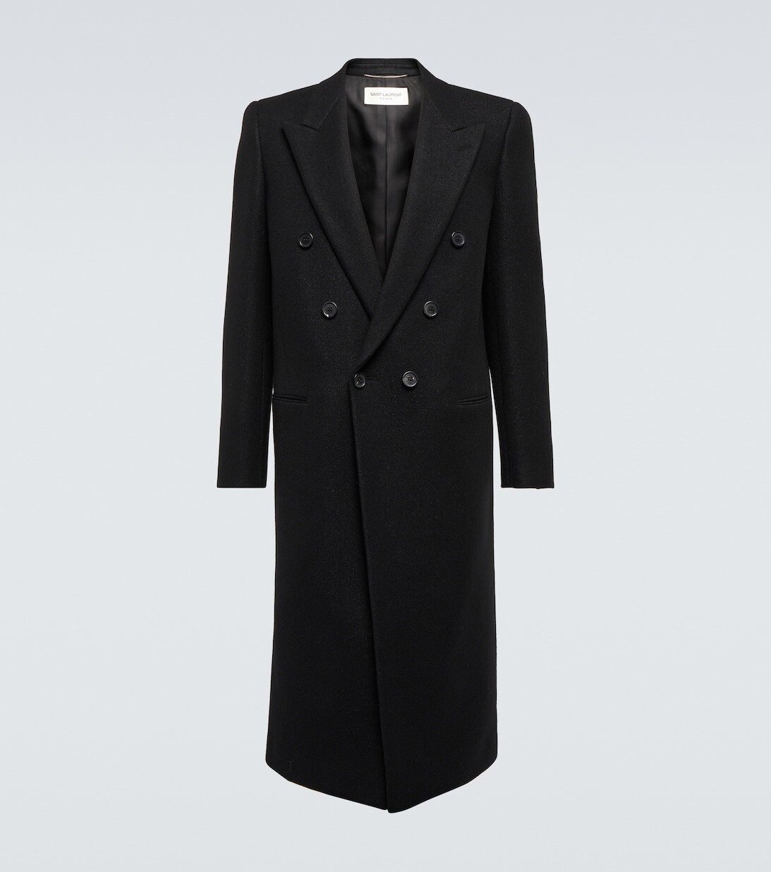 

Двубортное пальто из смесовой шерсти Saint Laurent, черный