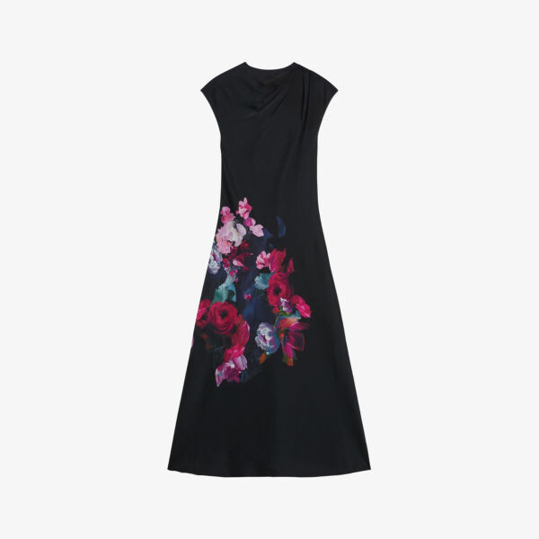 

Атласное платье миди Rahelee с цветочным принтом Ted Baker, черный