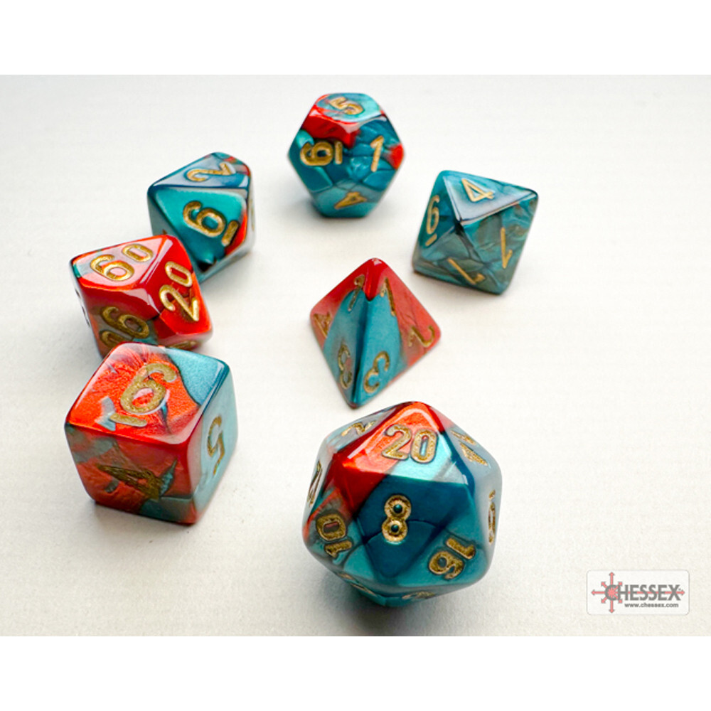 

Аксессуары Chessex 10mm Polyhedral Dice: Gemini - Red-Teal w/ Gold (7)
