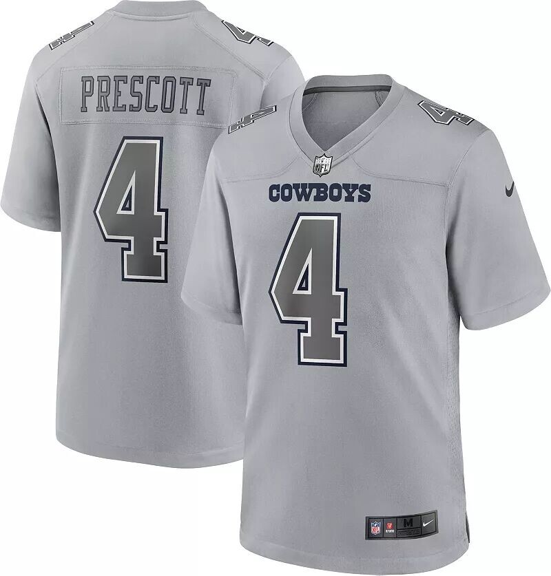 

Мужское джерси Nike Dallas Cowboys Dak Prescott #4 Atmosphere Grey Game