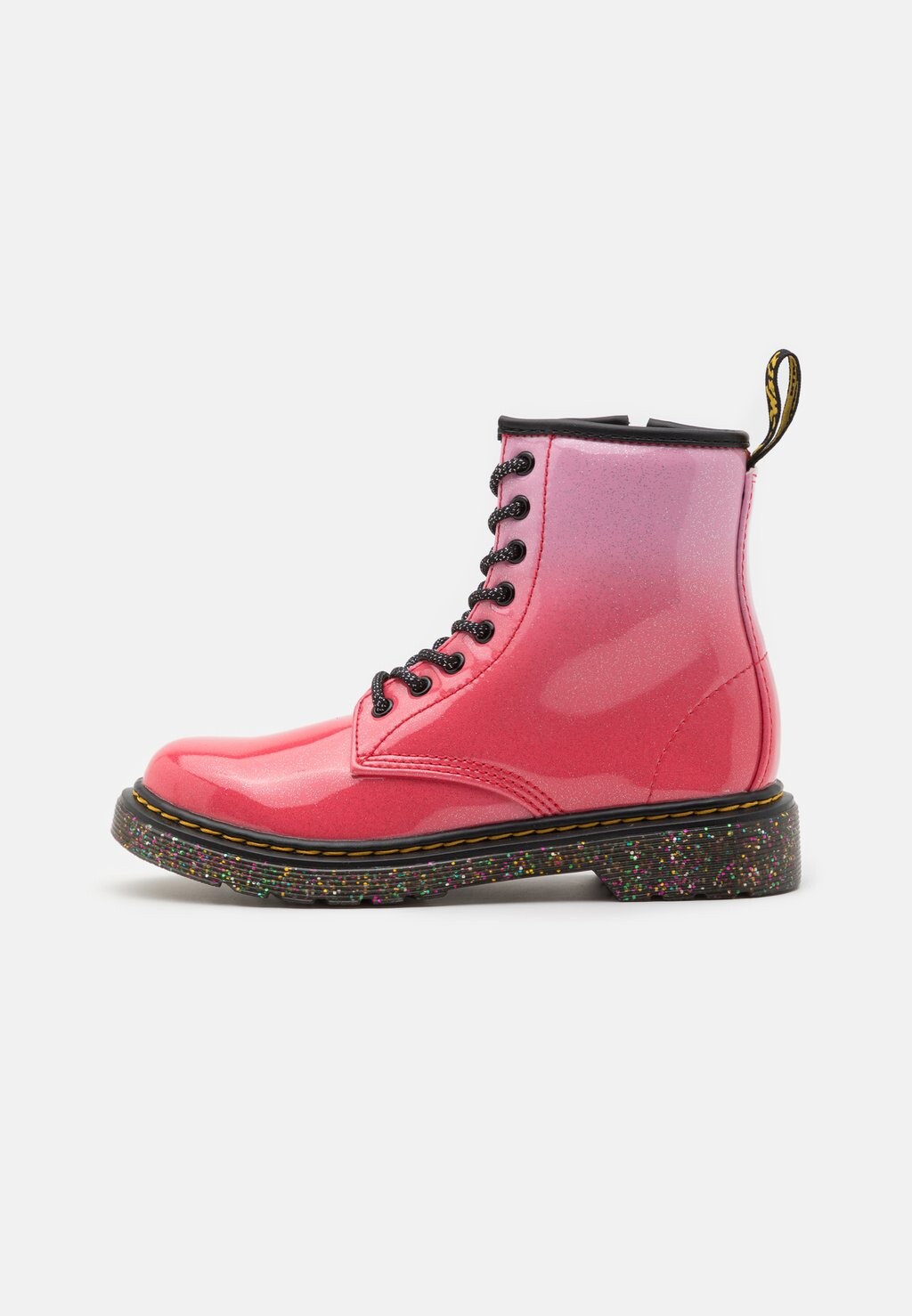 

Ботильоны на шнуровке Dr. Martens, цвет pink gradient glitter