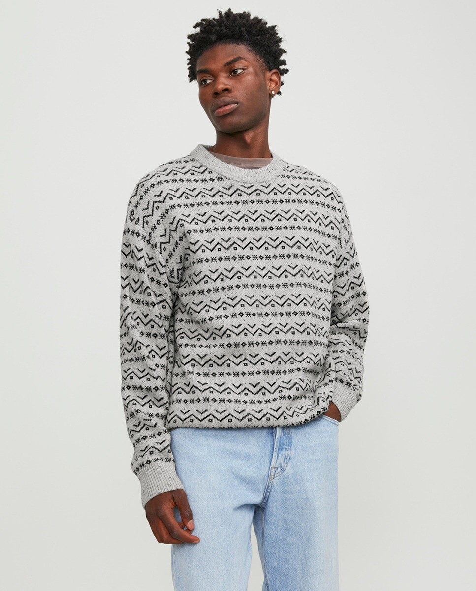 

Мужской вязаный свитер с круглым вырезом Jack & Jones, белый