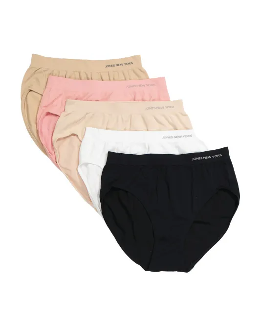 

Бесшовные трусики с высоким вырезом, 5 шт Jones New York Intimates, черный/розовый