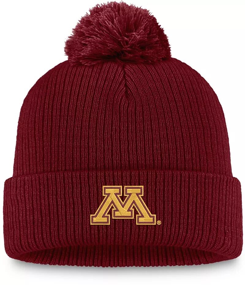 

Бордовая вязаная шапка Top of the World Minnesota Golden Gophers с манжетами и помпонами