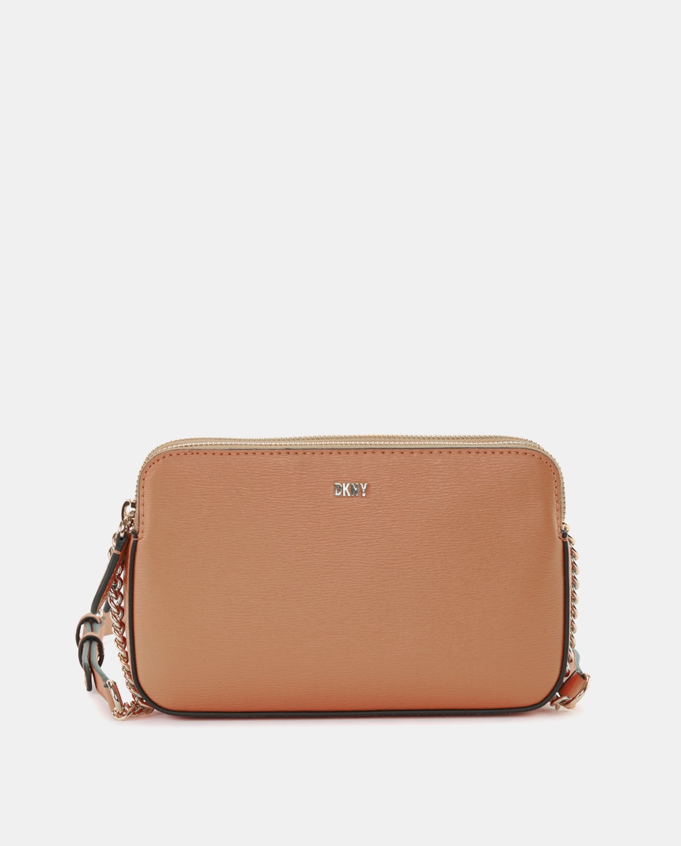 Маленькая сумка через плечо Veronica светло-коричневого цвета с фирменной аппликацией DKNY, коричневый