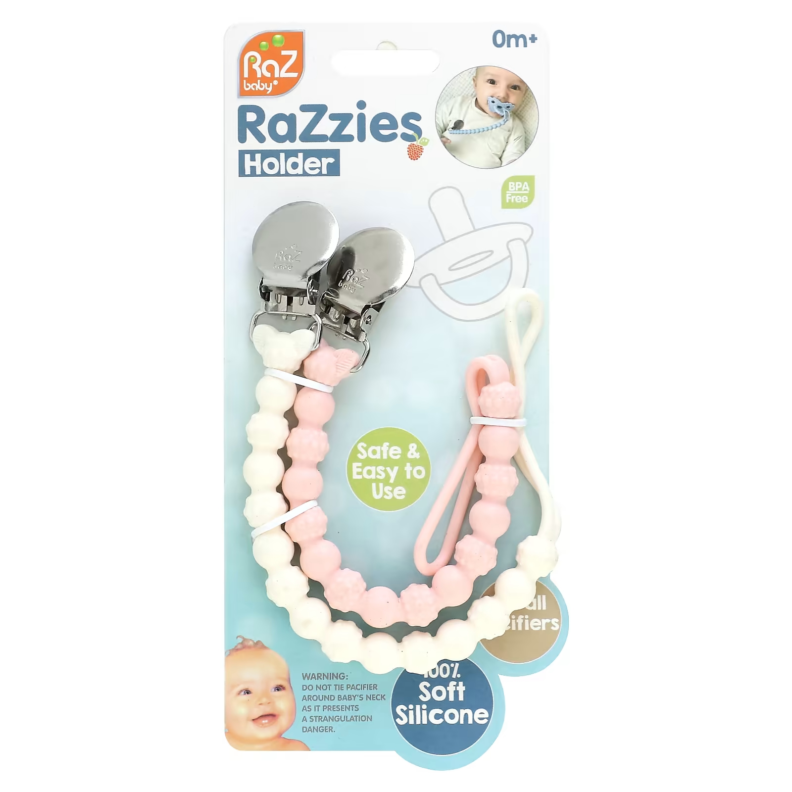 

Держатель для соски RaZbaby RaZzies, розовый / бежевый