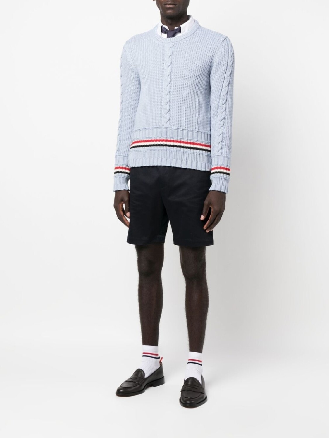 

Thom Browne шерстяной кардиган с отделкой в полоску, синий