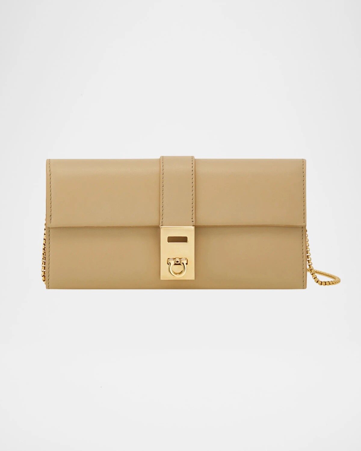 

Кожаный кошелек Hug с клапаном на цепочке Ferragamo, цвет Stone