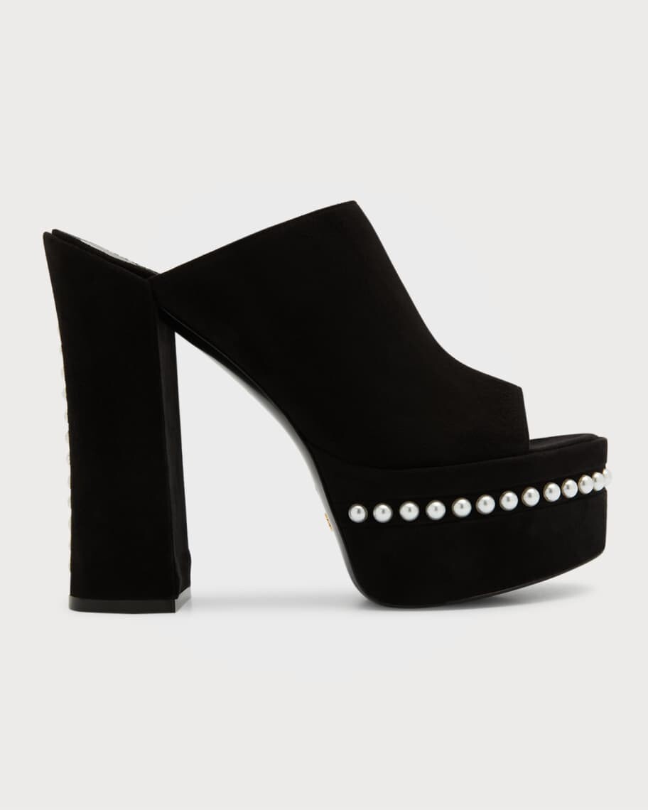 

Замшевые сандалии на платформе с жемчугом Skyhigh Stuart Weitzman