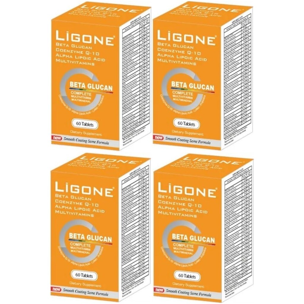 

Бета-глюкан мулmтивитамин Ligone, 4 упаковки по 60 капсул