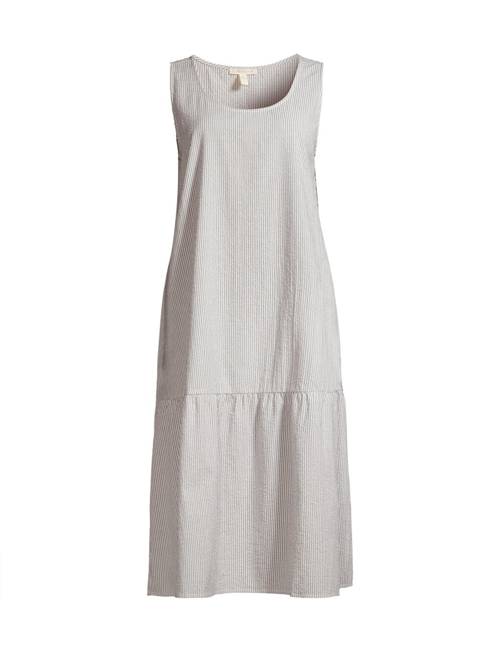 

Хлопковое платье-миди в полоску Eileen Fisher, разноцветный