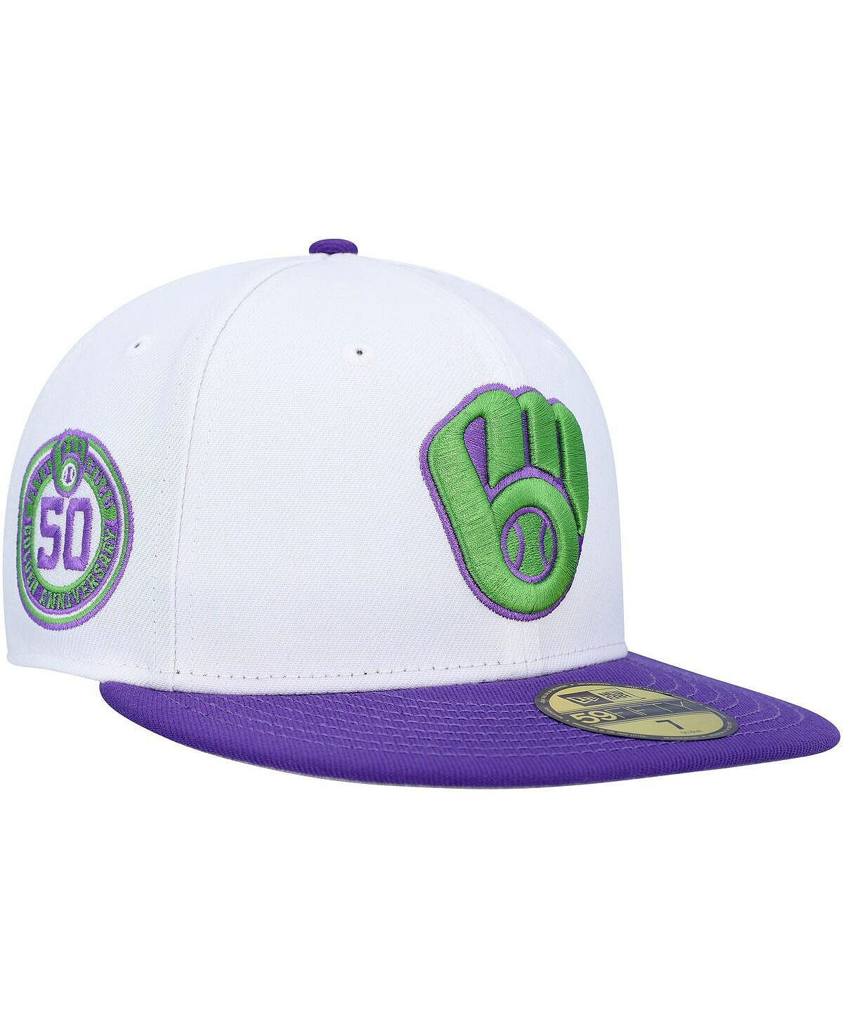 

Мужская белая нашивка в честь 50-летия Milwaukee Brewers 59FIFTY, приталенная шляпа New Era