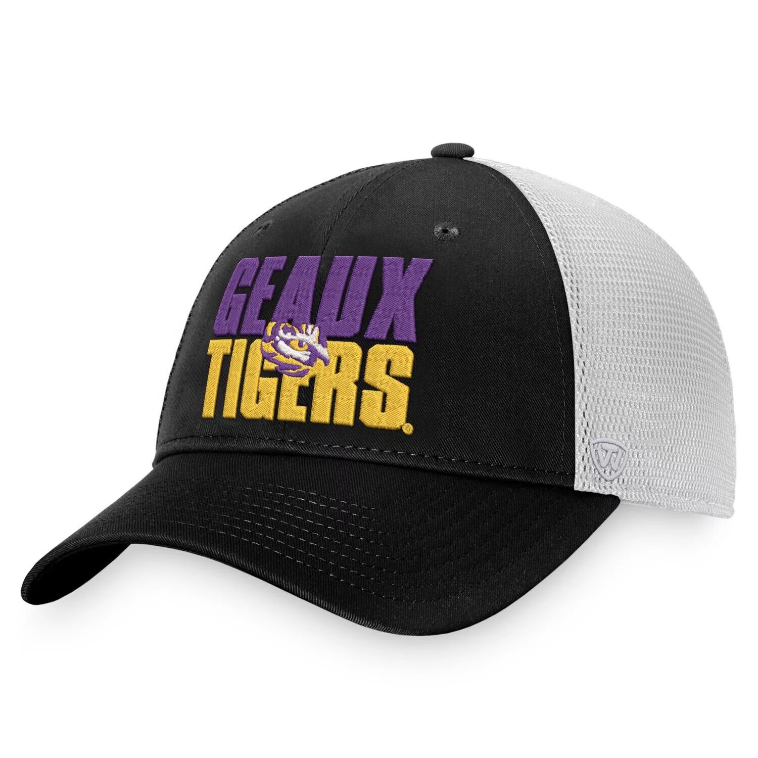 

Мужская черно-белая кепка Top of the World LSU Tigers Stockpile Trucker Snapback