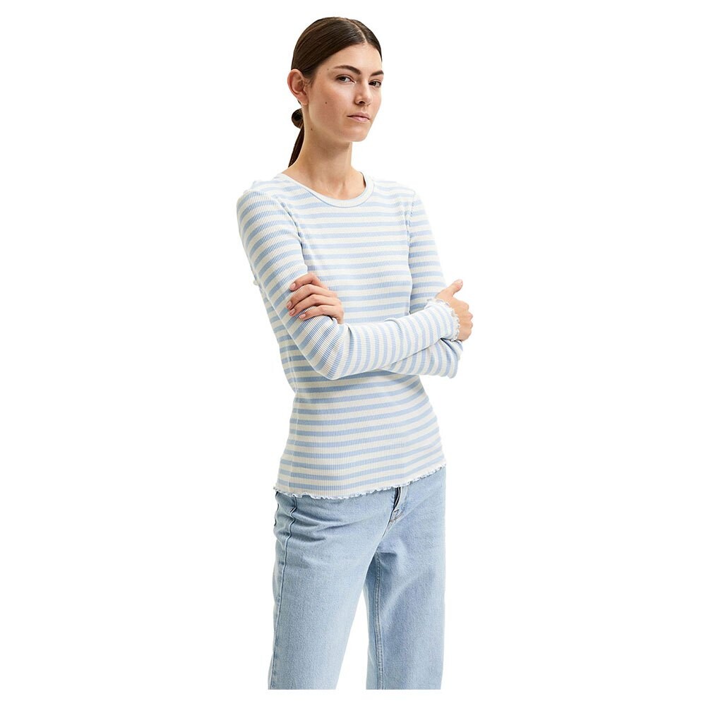 

Футболка Selected Anna Long Sleeve Crew Neck, синий