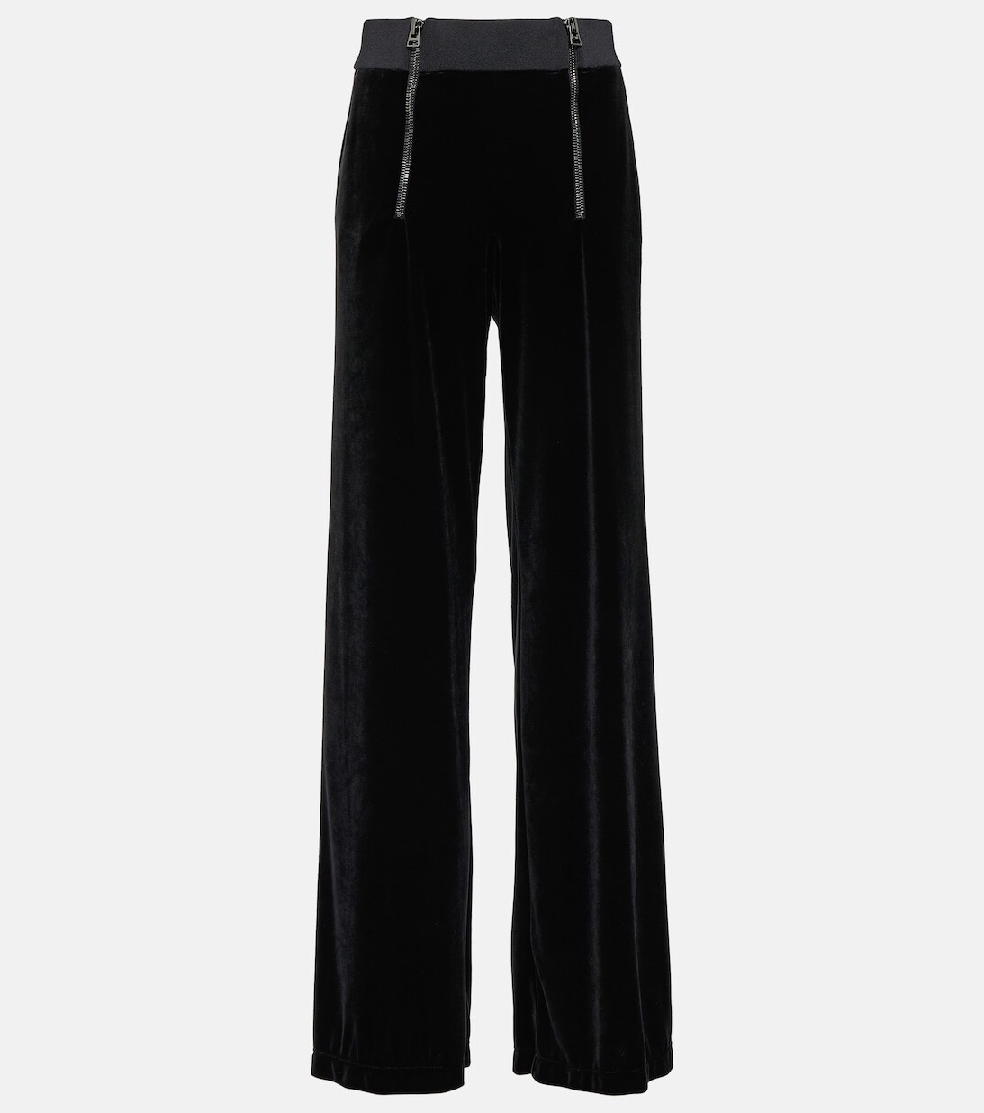 

Велюровые прямые брюки с молниями TOM FORD, черный
