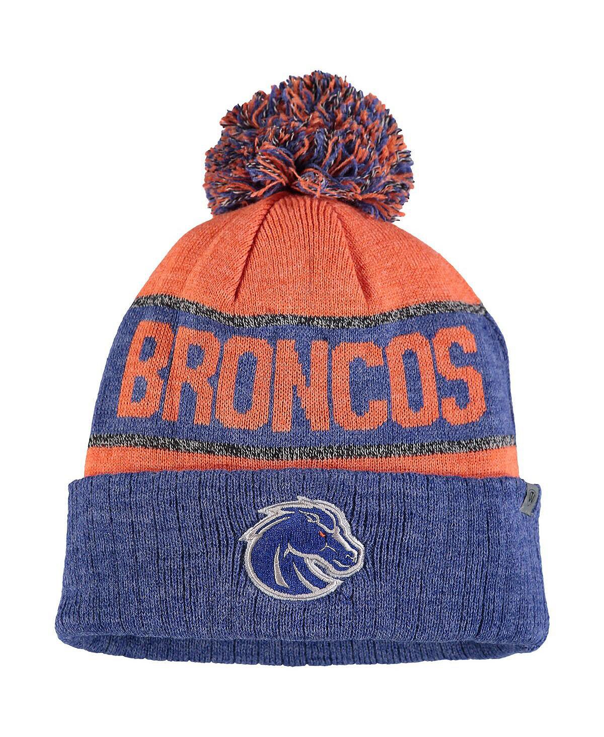 Мужская оранжево-синяя вязаная шапка Boise State Broncos Below Zero с манжетами и помпоном Top of the World