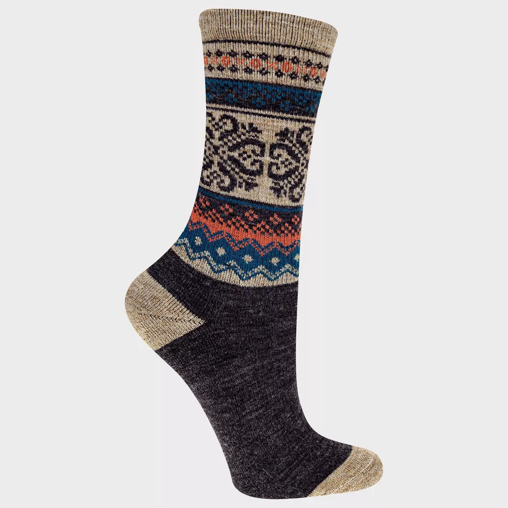 

Носки женские Alpine Fair Isle Wool Blend Heavyweight Crew Socks от Alaska Knits, цвет Charcoal Gray