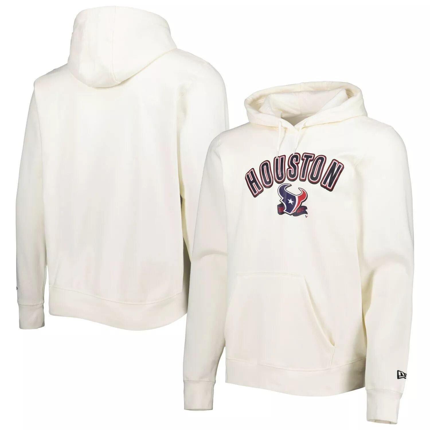 

Мужской кремовый пуловер с капюшоном Houston Texans Sideline Chrome New Era, Бежевый