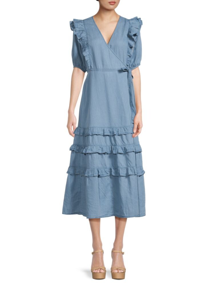 

Многоярусное платье миди Ophelia с рюшами Sam Edelman, цвет Tide Wash