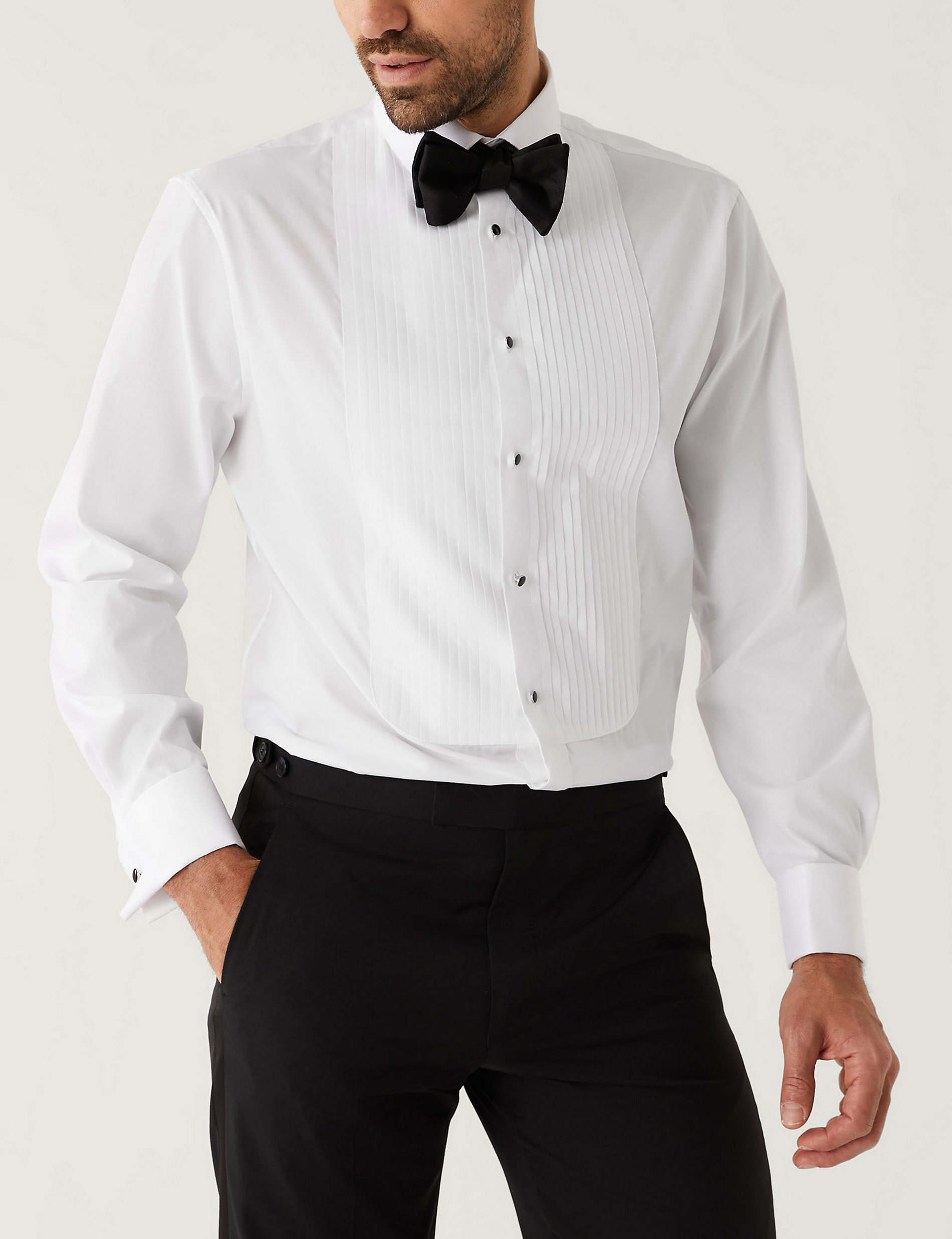 Вечерняя рубашка обычного кроя из чистого хлопка Marks & Spencer, белый luca d altieri рубашка риза обычного кроя из чистого фактурного хлопка белый