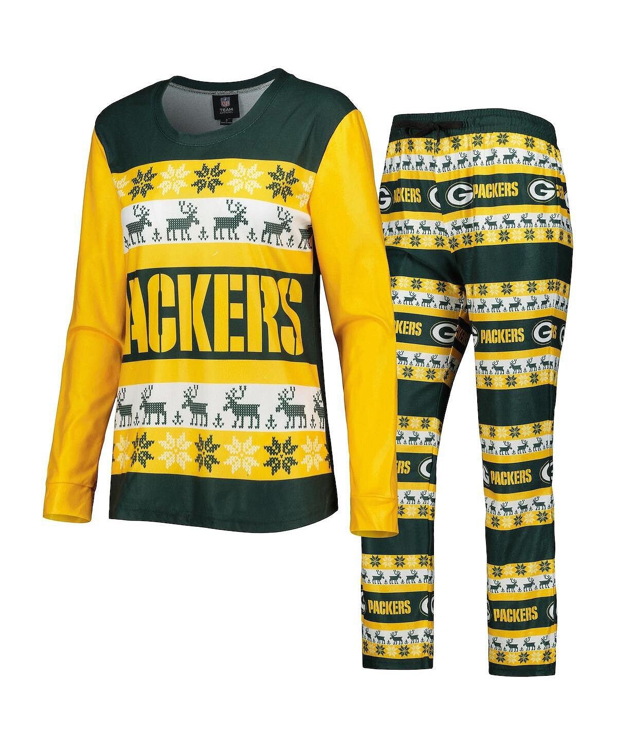 

Женский зеленый пижамный комплект Green Bay Packers Holiday Ugly FOCO, зеленый