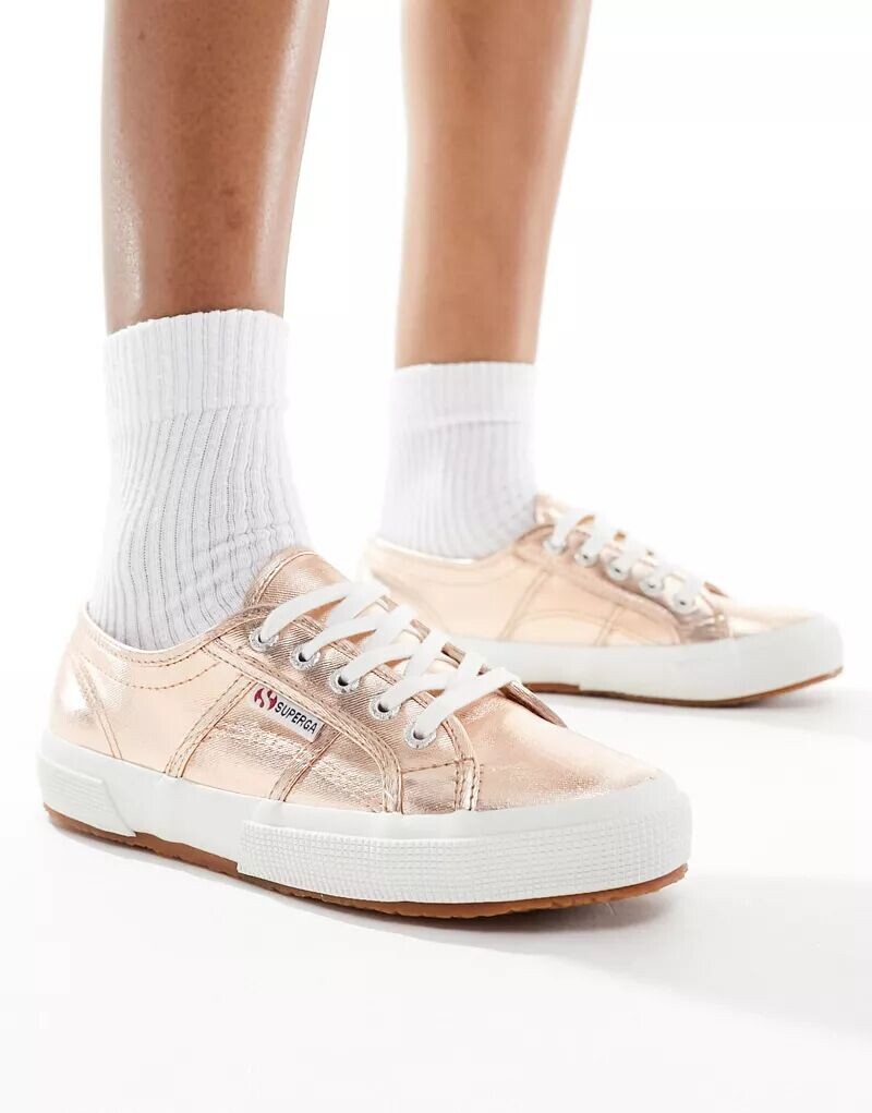 

кроссовки Superga с эффектом металлик розового золота, Розовый, кроссовки Superga с эффектом металлик розового золота