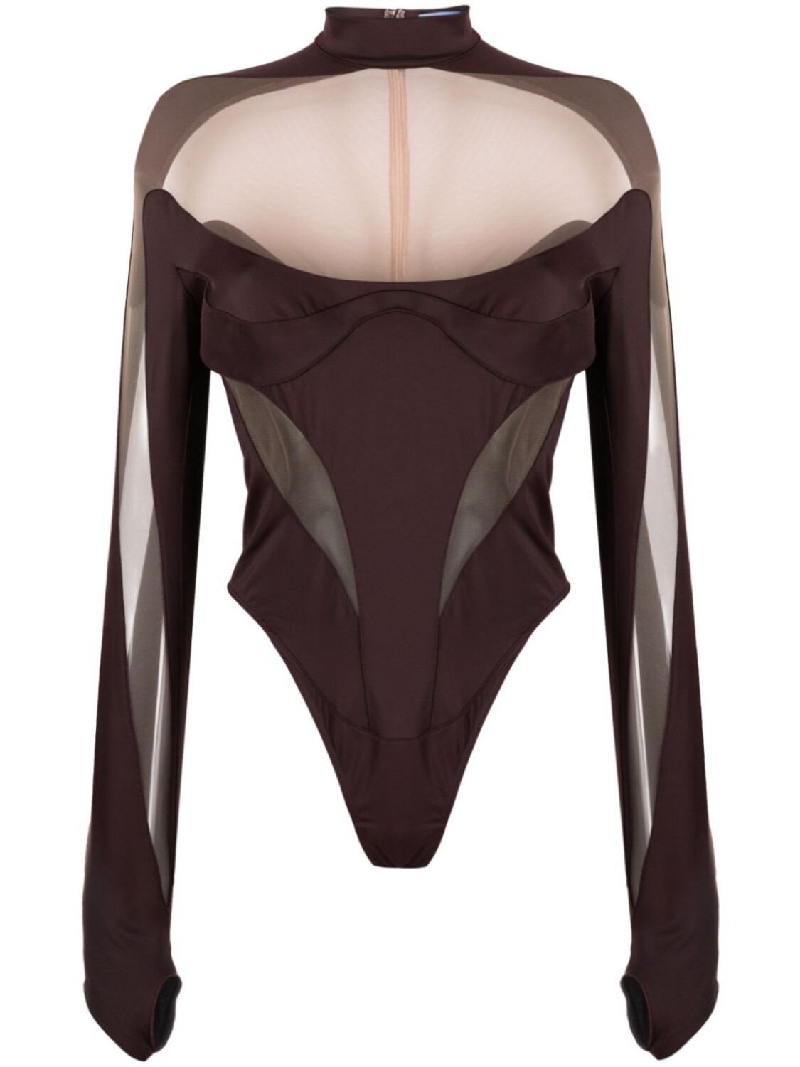 

Mugler боди Illusion с сетчатыми вставками, красный