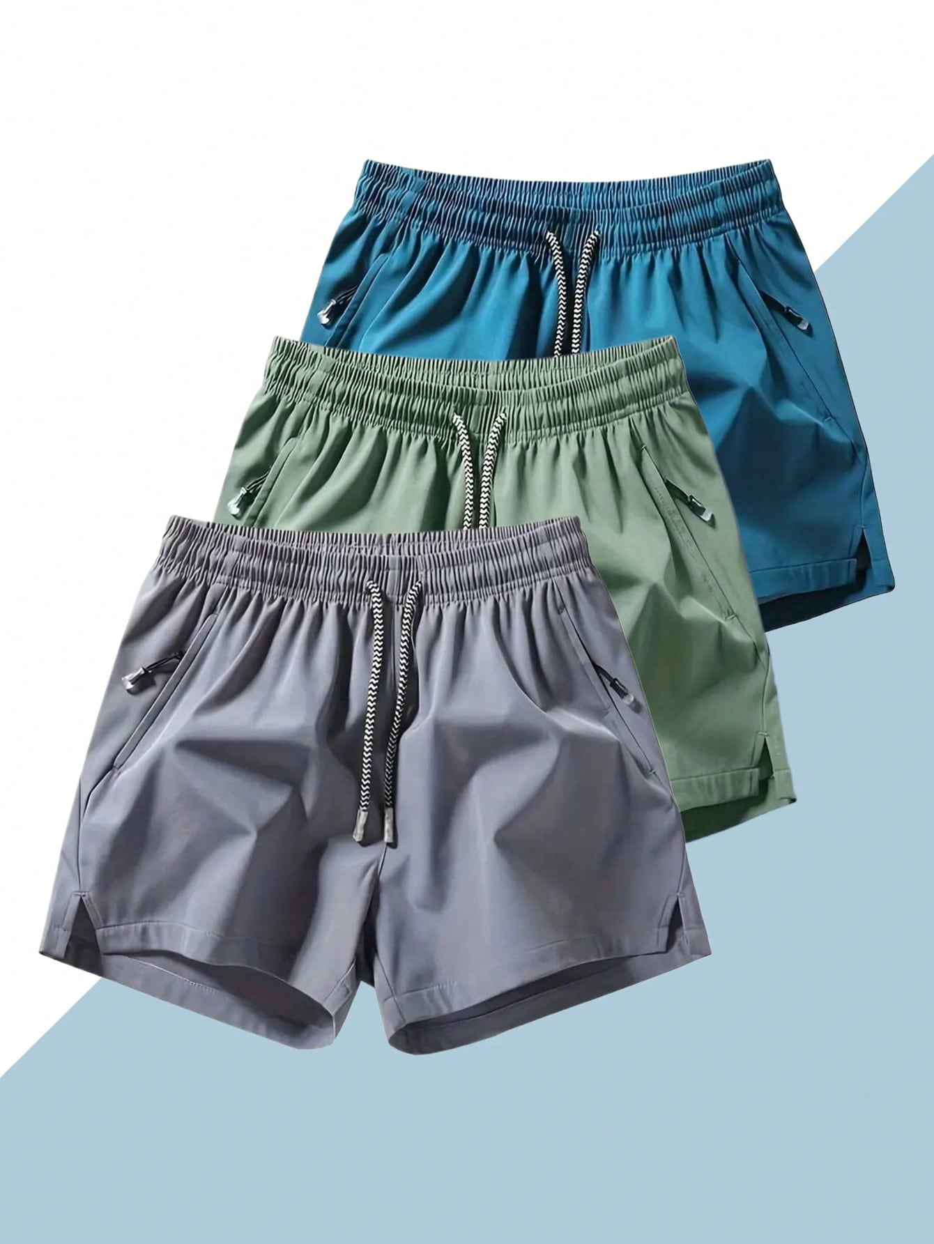 1 шт. Мужские быстросохнущие дышащие шорты для бега для пляжного спорта, синий цена и фото