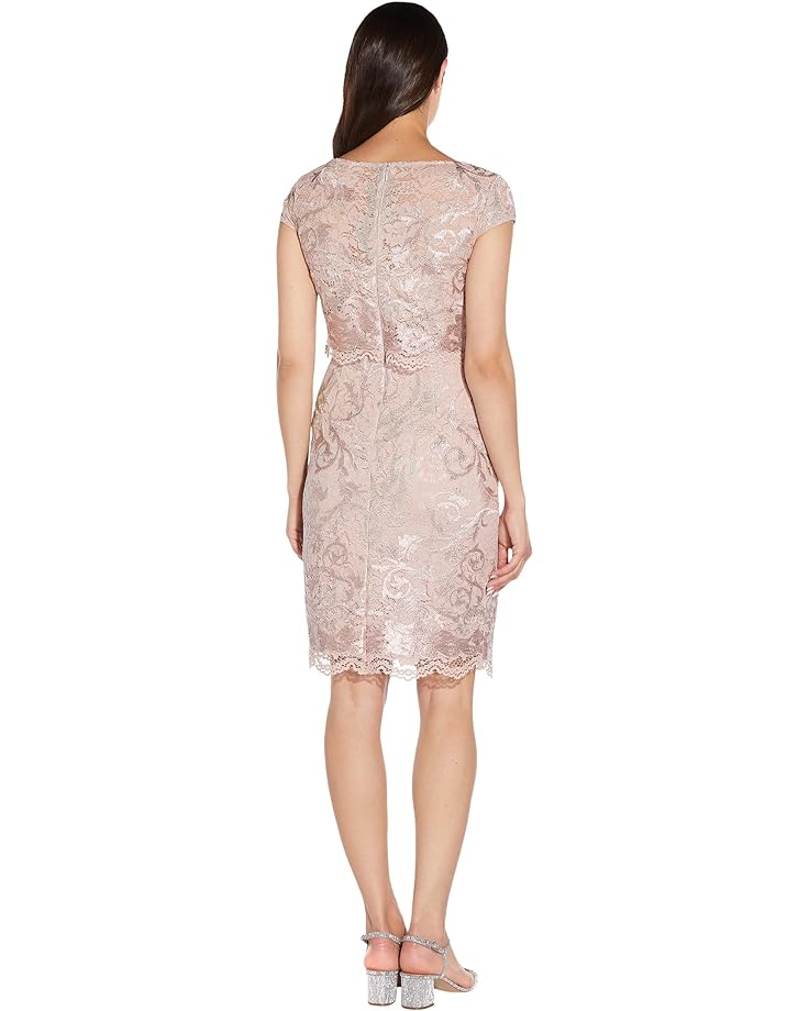 Платье Adrianna Papell Cap Sleeve Embroidered Lace Dress, цвет Dusty Rose