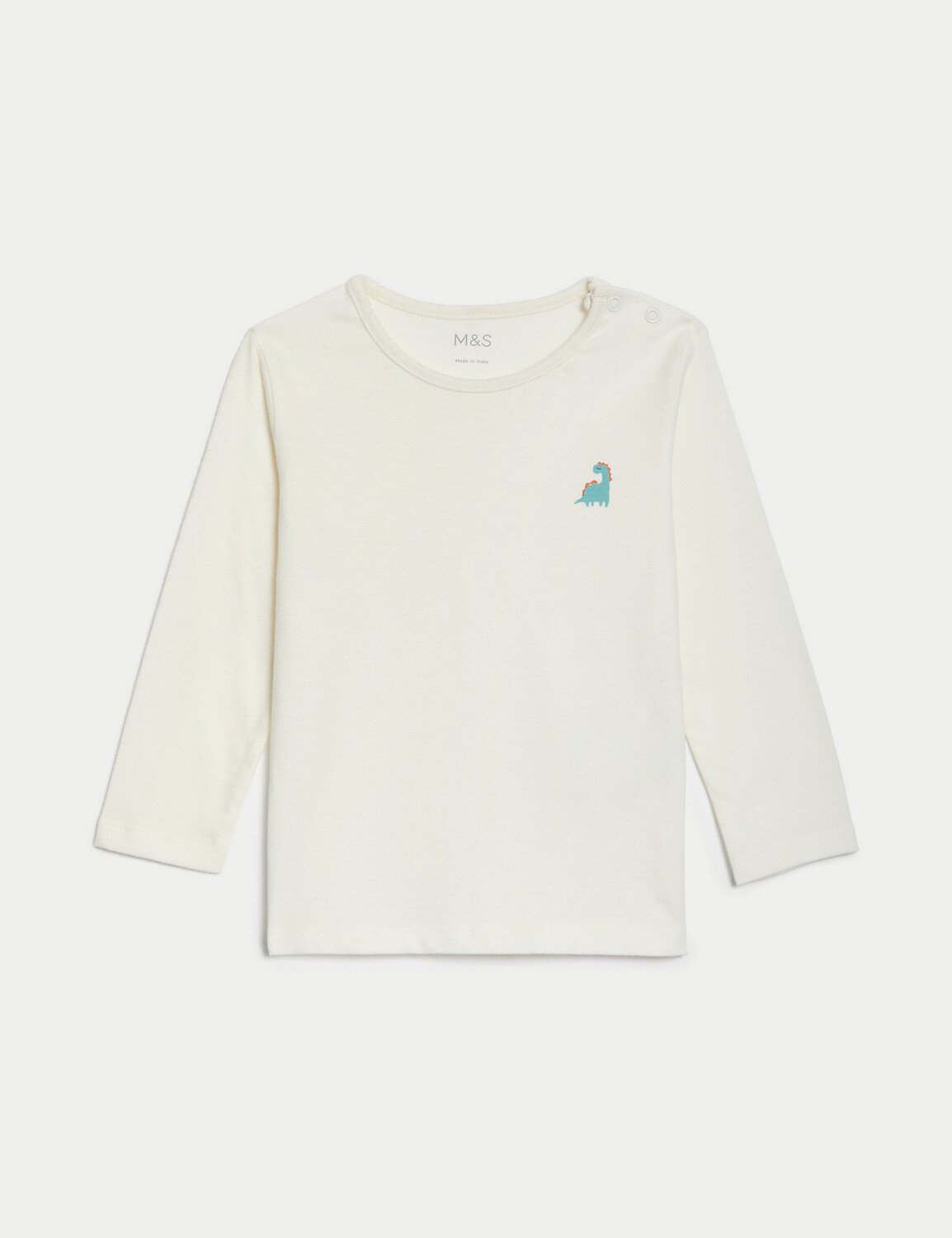 

Топ из чистого хлопка с динозавром (0–3 года) Marks & Spencer, крем