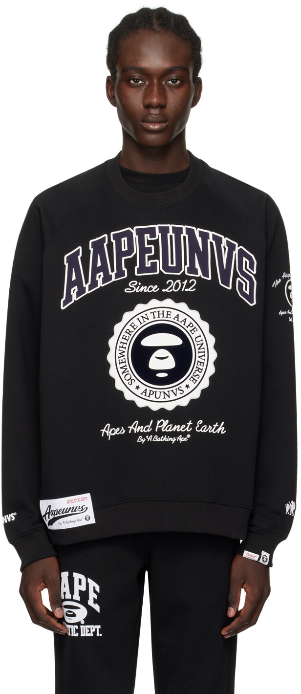 

Черный свитшот с нашивками M Aape By A Bathing Ape