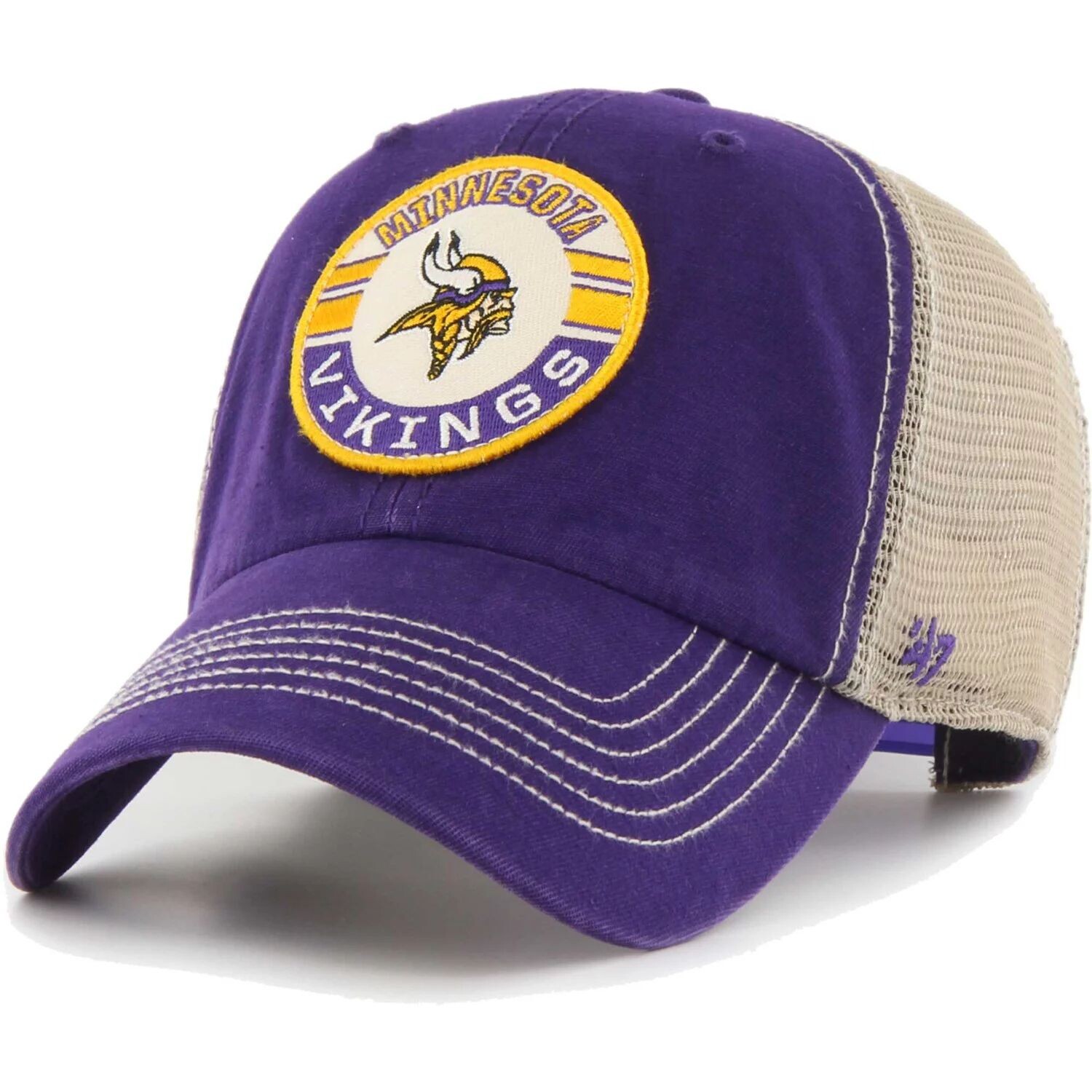 

Мужская регулируемая шляпа '47 фиолетового/натурального Minnesota Vikings Notch Trucker Clean Up